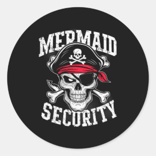 Mermaid Security Rate Dad Brother Halloween  Classic Round Sticker