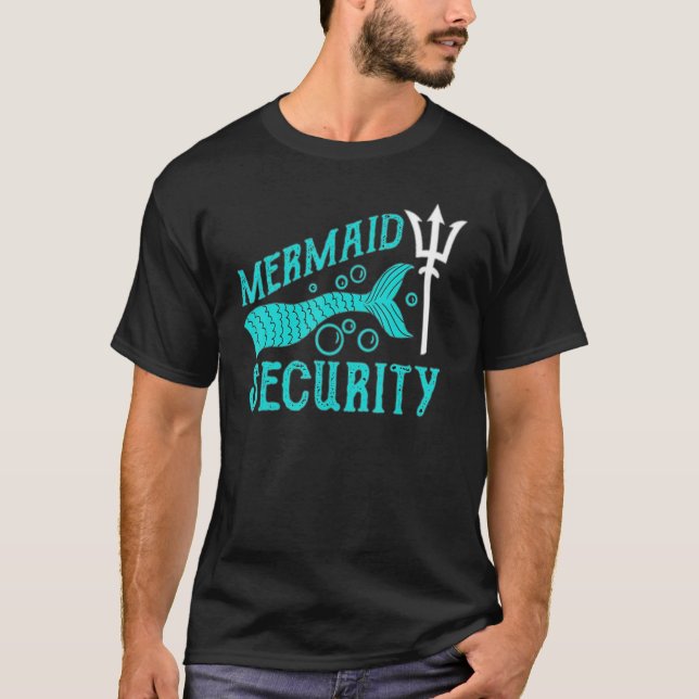 Mermaid Security Tees Mens Boys Swimmer Dad Merdad (Front)