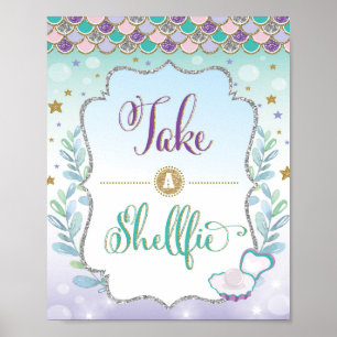 Mermaid Selfie Station Take a Shellfie Sign Decor