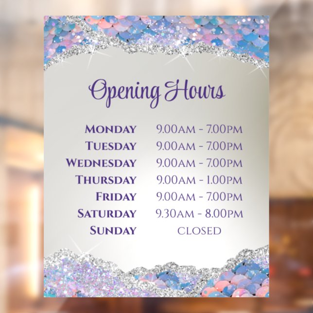 Mermaid Sequin Faux Foil Opening Hours (Sheet 2)