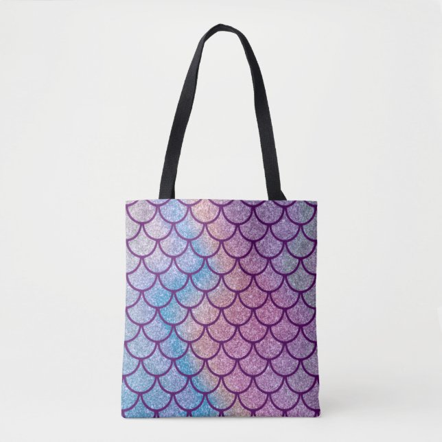 Mermaid Shimmer Scale Tote Bag (Front)
