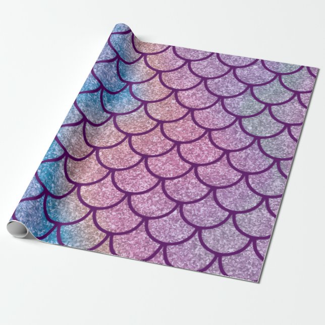 Mermaid Shimmer Scale Wrapping Paper (Unrolled)