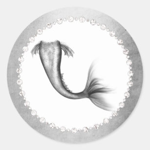 Mermaid Shiny Party | Silver Platinum Tail Sheen Classic Round Sticker