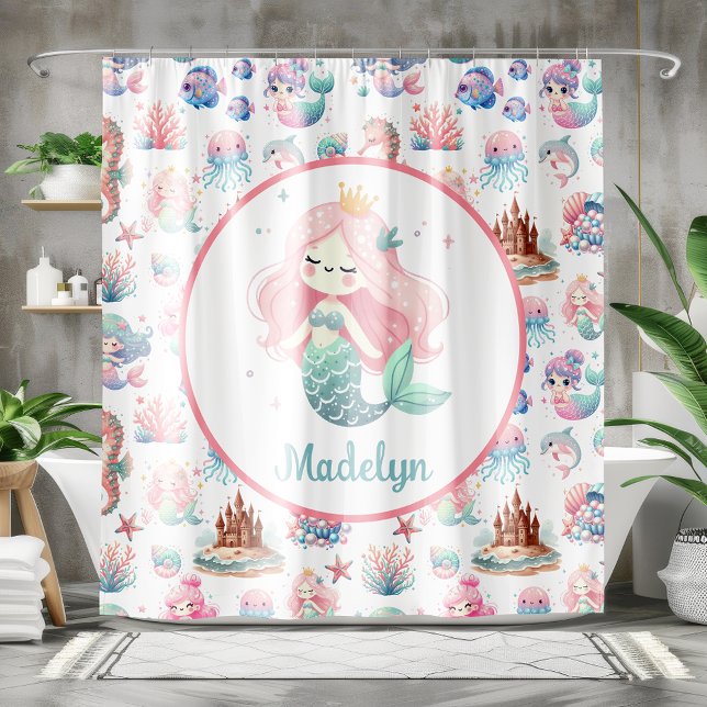 Mermaid Shower Curtain Mermaid Bathroom Decor (Customizable Mermaid Shower Curtain)