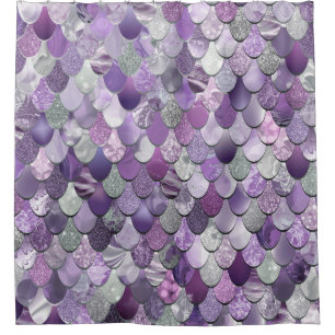Mermaid Shower Curtain, Purple Mermaid Scales Curtain
