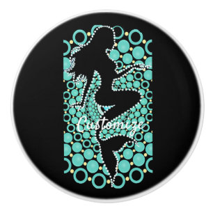 Mermaid Silhouette in Bubbles Thunder_Cove Ceramic Knob