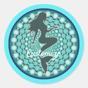 Mermaid Silhouette in Bubbles Thunder_Cove Classic Round Sticker