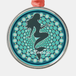 Mermaid Silhouette in Bubbles Thunder_Cove Metal O Ornament