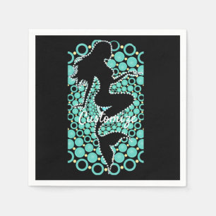 Mermaid Silhouette in Bubbles Thunder_Cove Napkin