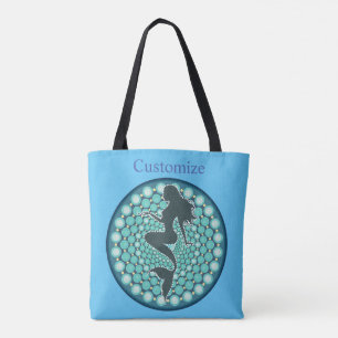 Mermaid Silhouette in Bubbles Thunder_Cove Tote Ba Bag