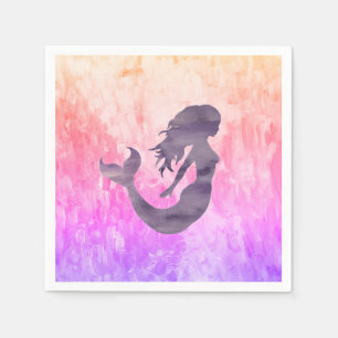 Mermaid Silhouette Ombre Painting Napkin