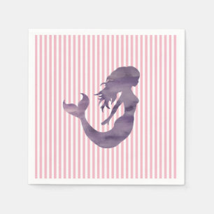Mermaid Silhouette Purple Painting Napkin