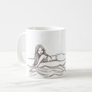 Mermaid Simple Elegant Drawing Fantasy Art Coffee Mug