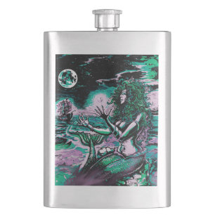 Mermaid Siren Atlantis Pearl Hip Flask
