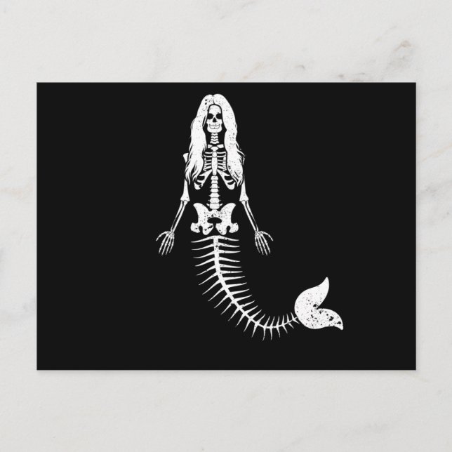 Mermaid Skeleton Halloween Funny Spooky Postcard (Front)