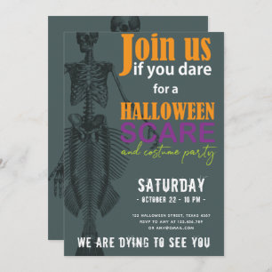 Mermaid Skeleton Halloween Party Invitation