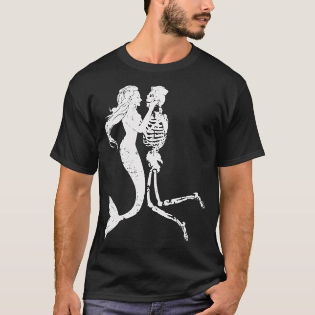 Mermaid Skeleton  Skull Graphic Under the Sea Love T-Shirt (Front)