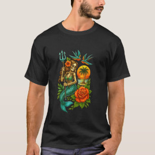 Mermaid Skeleton Traditional Tattoo Oldschool Tatt T-Shirt