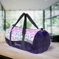 Mermaid skin purple silver faux glitter monogram