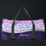 Mermaid skin purple silver faux glitter monogram  duffle bag<br><div class="desc">Mermaid skin purple silver faux glitter monogram personalised Duffle Bag. It is designed with elegant girly silver and iridescent faux glitter in unicorn, rainbow, pink, fuchsia, purple and aqua.. To make it extra special, it is also monogrammed and personalised with name or initials or any text you like, click the...</div>