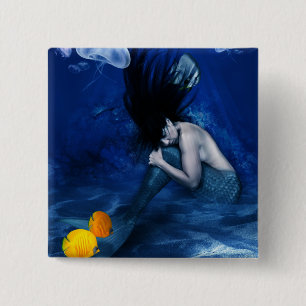 Mermaid Sleeping at the Bottom of the Ocean 15 Cm Square Badge