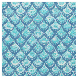MERMAID SPARKLE Blue Fish Scales Pattern Fabric