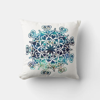 Mermaid Sparkle Hearts Mandala Cushion