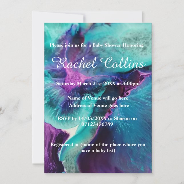 Mermaid Splash Abstract Baby Shower Invitation (Front)