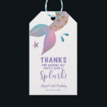 Mermaid Splash Birthday Party Thank You Favour Gift Tags<br><div class="desc">Cute and whimsical kid's birthday party favour tag featuring a mermaid tail in pink, purple, and teal colours with faux gold glitter scales. The text says "Thanks for making my party such a splash!" Customise this product by adding your child's name and event date at the bottom. Great for a...</div>