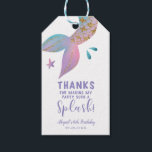 Mermaid Splash Birthday Party Thank You Favour Gift Tags<br><div class="desc">Cute and whimsical kid's birthday party favour tag featuring a mermaid tail in pink, purple, and teal colours with faux gold glitter scales. The text says "Thanks for making my party such a splash!" Customise this product by adding your child's name and event date at the bottom. Great for a...</div>
