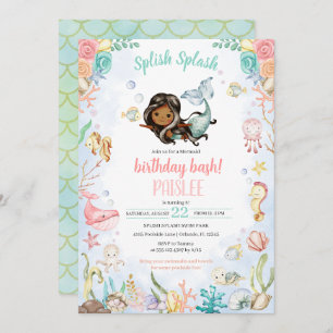 Mermaid Splash Under The Sea Pool Party Birthday Invitation