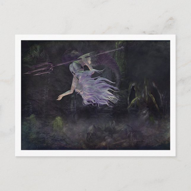 Mermaid spots baby krakesh, skulls postcard (Front)