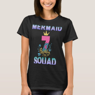 Mermaid Squad Girls Matching Seven Birthday Party T-Shirt