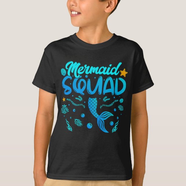 Mermaid Squad Of The Birthday Boy T-Shirt (Front)
