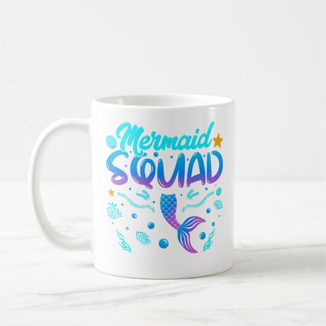 Mermaid Squad Of The Birthday Coffee Mug (Left)