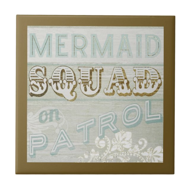 Mermaid Squad on Patrol Ceramic Tile (Front)