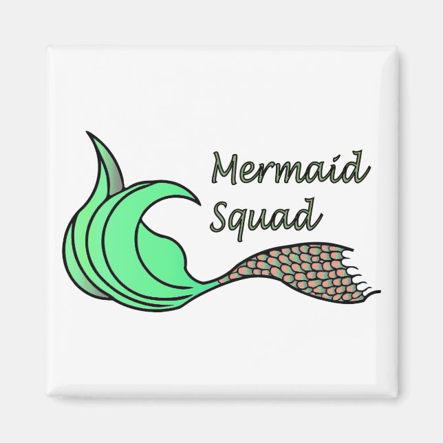 Mermaid Squad Orange and Green Magnet (Front)