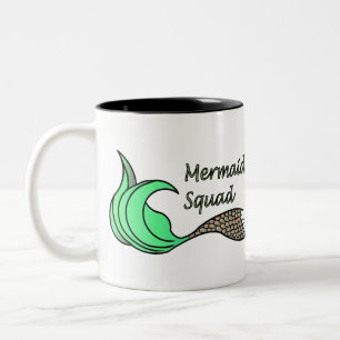Mermaid Squad Orange and Green. Two-Tone Coffee Mug