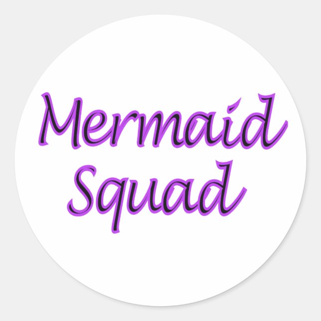 Mermaid Squad purple letters on a sticker (Front)