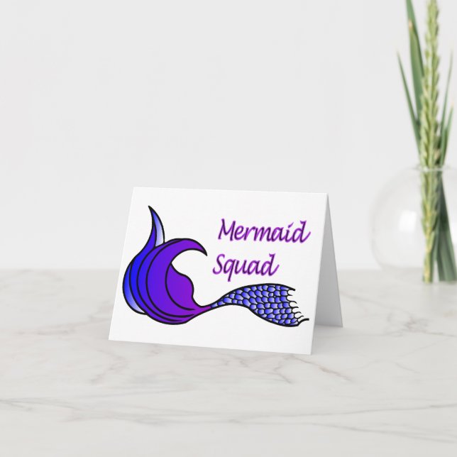 Mermaid Squad Purple Tail on blank note card (Front)