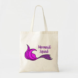 Mermaid Squad with bright pink mermaid tail Tote Bag