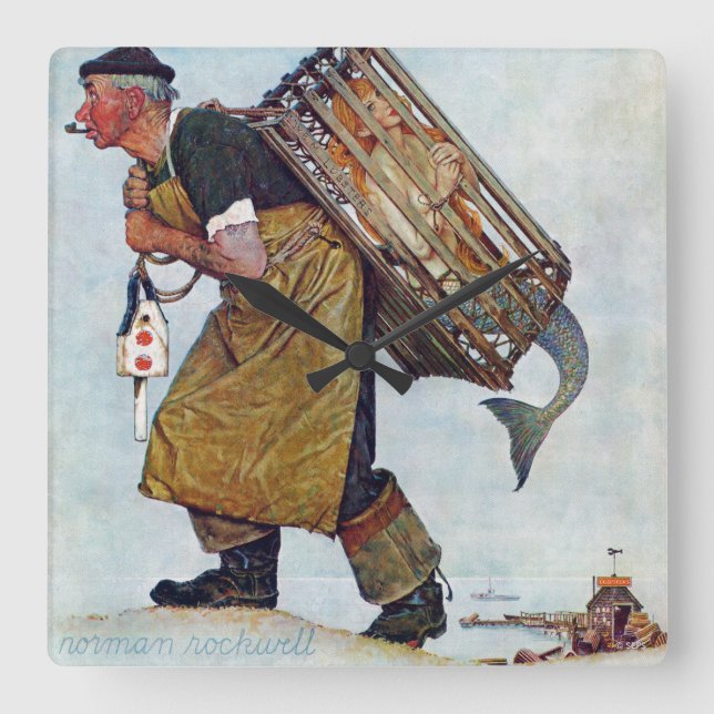 Mermaid Square Wall Clock (Front)