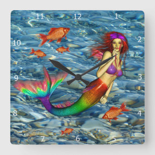 MERMAID SQUARE WALL CLOCK