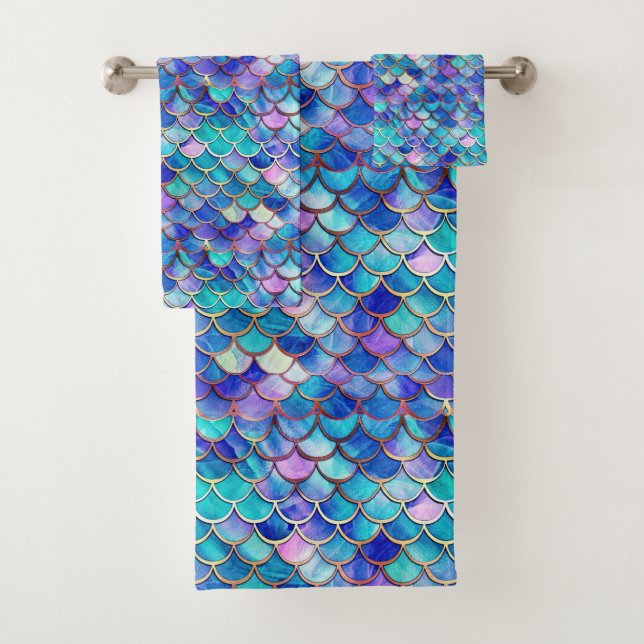 Mermaid Stained Glass Bath Towel Set (Insitu)