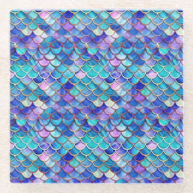 Mermaid Stained Glass Glass Coaster (Front)