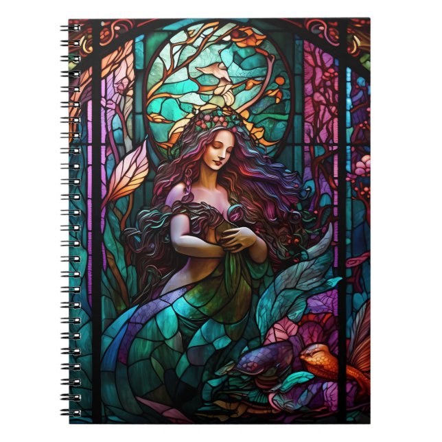 Mermaid Stained Glass, Under the Sea, Church Notebook (Front)