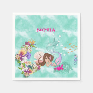 Mermaid Starfish Cute Personal Dark Hair Napkin