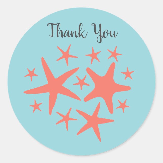 Mermaid Starfish Ocean Beach Party Stickers (Front)