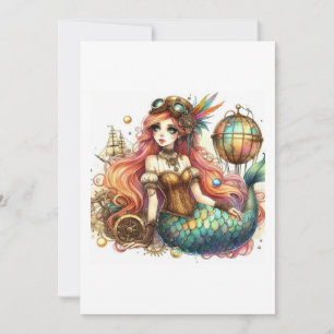 mermaid steampunk invitation