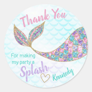 Mermaid sticker Glitter, Under the sea Thank you